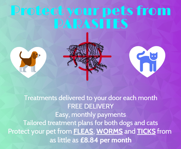 Postal service for flea, worm and tick treatments, delivered straight to your door!